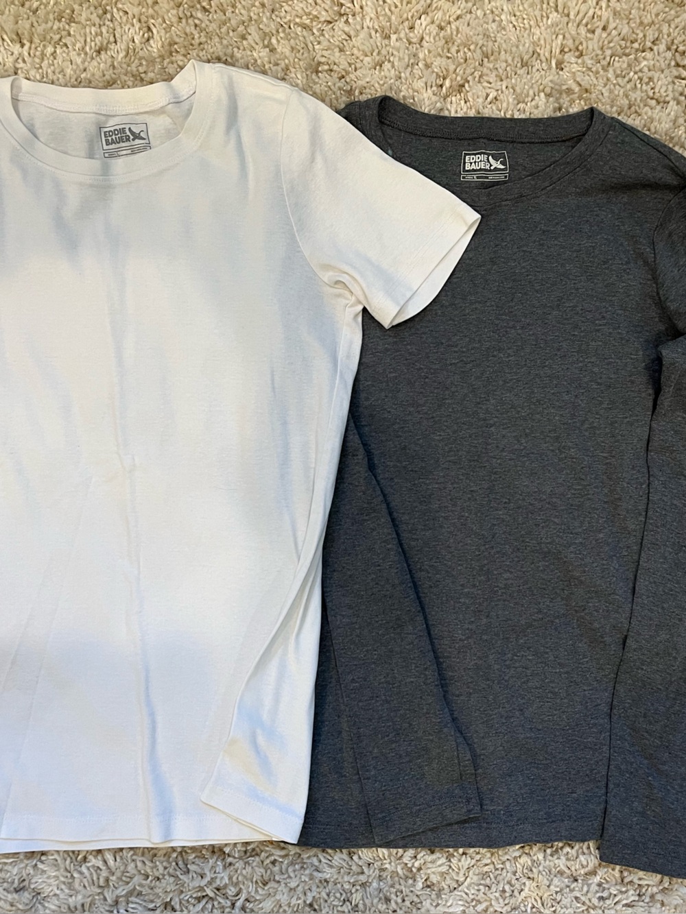 Eddie Bauer Long & Short Sleeve Tee Set - White and Charcoal